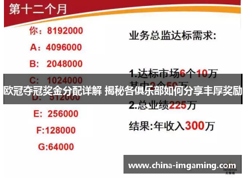 欧冠夺冠奖金分配详解 揭秘各俱乐部如何分享丰厚奖励