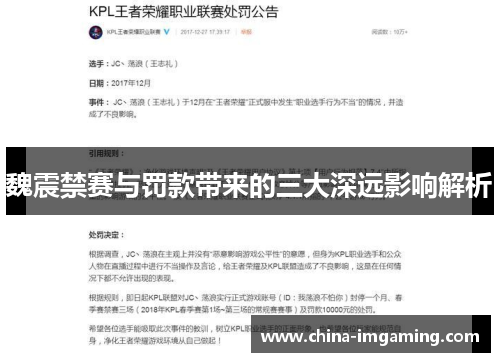 魏震禁赛与罚款带来的三大深远影响解析